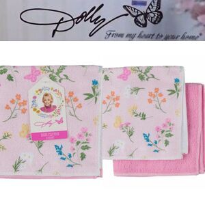 Dolly Parton Spring Floral Dish Cloth Set- Pink